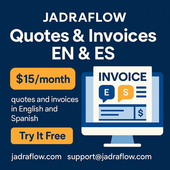 Jadraflow ad design example — bilingual invoicing