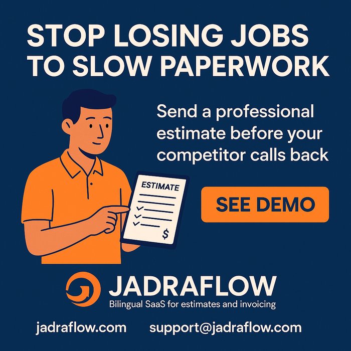 Jadraflow ad design example — stop losing jobs